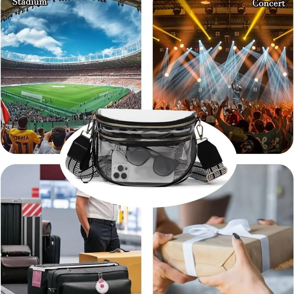 Clear Crossbody Bag Women Waterproof PVC Stadium Approved Large Capacity - Picture 5 of 6